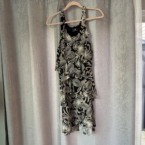 Chic Asymmetrical Black and Cream Dress